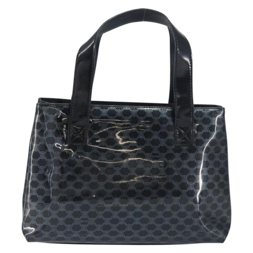 Celine Vintage Macadam Shopper Tote Venyl Black Plastic Tote Bag Bag